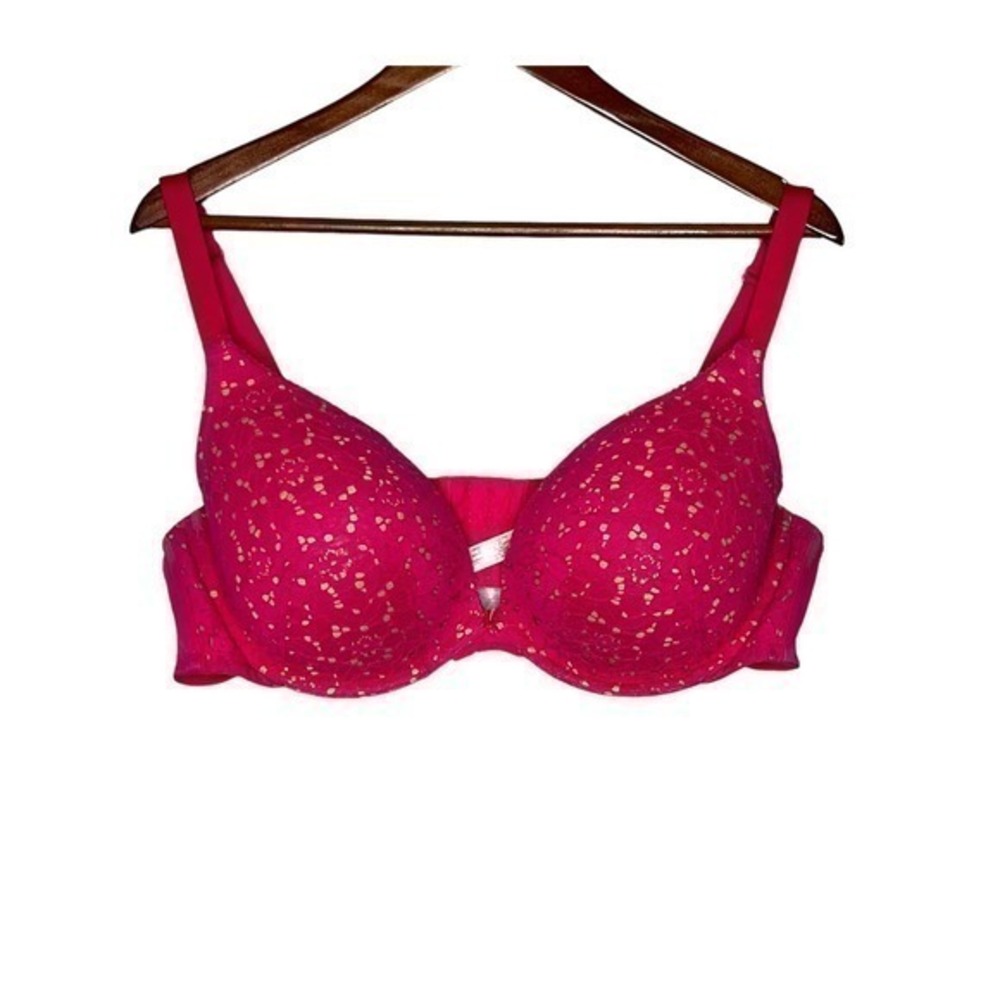 Cacique by Lane Bryant bright pink over nude tan underwire molded cup size 44D
